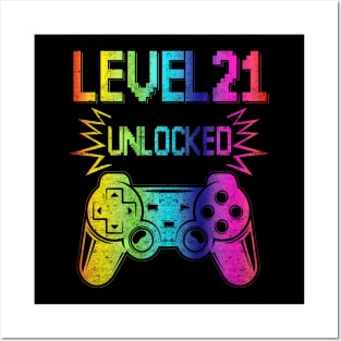 Vintage Video Gamer 21st Birthday Level 21 Unlocked Posters and Art